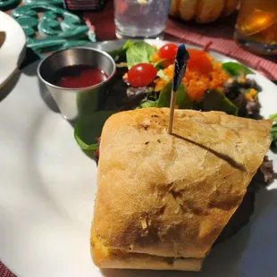 Pastrami sandwich  and house salad