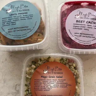 three meals in plastic containers
