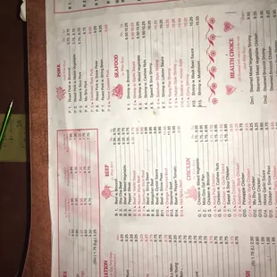 menu
