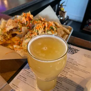 Egg roll nachos and New England IPA Allegedly