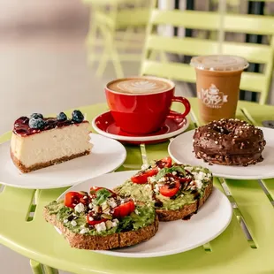 Avocado Toast , Blueberry Cheesecake , Crodot , Latte &amp; Iced Americano