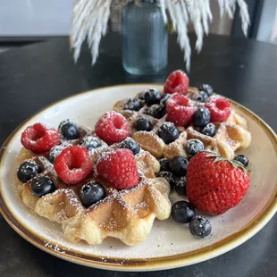 Waffles with mixed berries