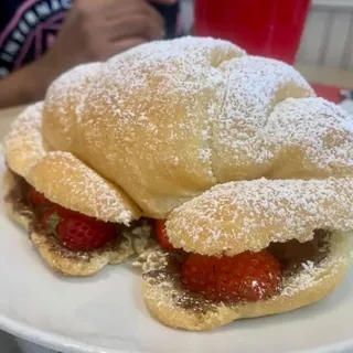 Nutella and Strawberries Croissant Sandwich