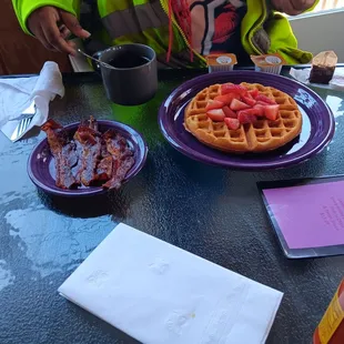 waffles and bacon