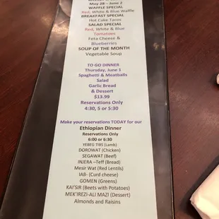Weekly specials
