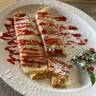 Cherry cheese crepes