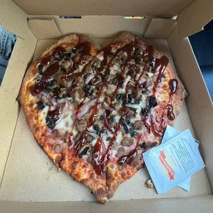 Create Your Own (Small 10"): Sausage, Mushroom, Onion, BBQ Sauce (Heart-Shaped)