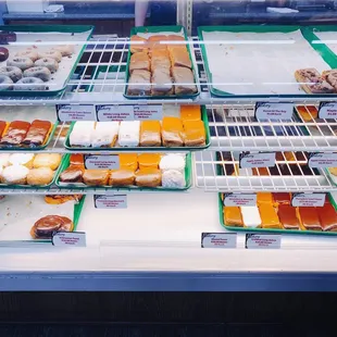 a variety of donuts on display