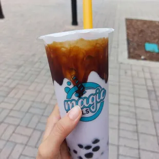 Taro milk tea with brown sugar boba