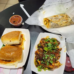 Veg chilli momos, vada pav and famous paneer kathi roll