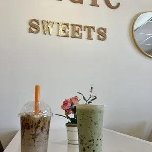 Brown sugar and matcha bubble tea