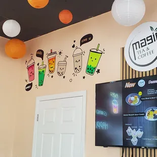 a wall with various drinks