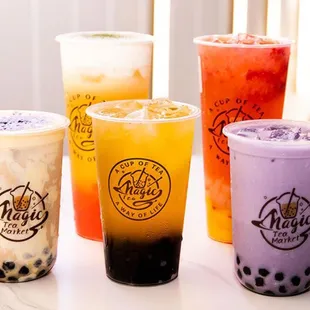 a variety of bubble teas