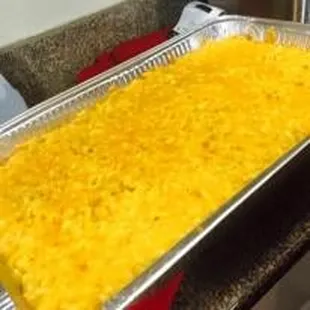 a pan of cheesy casserole