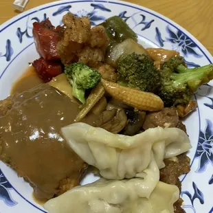a plate of chinese food