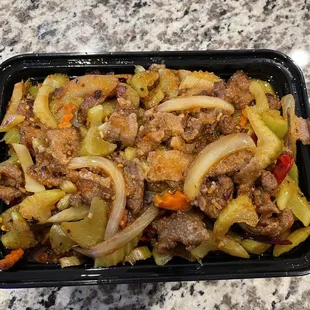 Szechwan Beef a la carte (rice sold separately), decent portion.