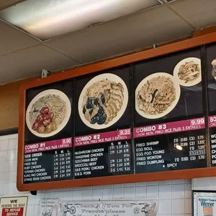 menus and prices on the wall