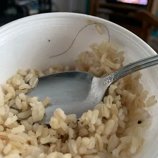 A hair in the brown Rice