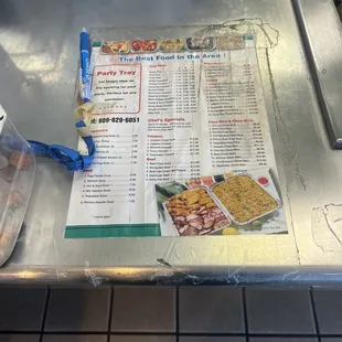 a menu on a table
