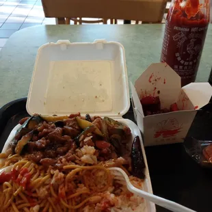 My meal Jalapeño chicken &amp; mushroom chicken, side of bbq pork