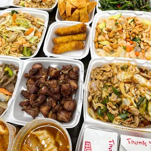 a variety of asian food