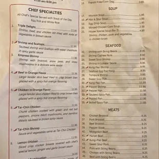 The latest menu