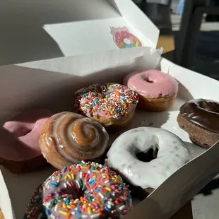 Sourdough Cinnamon Roll, Chocolate donuts, raised donut