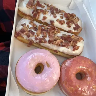 Blueberry raised and strawberry raised with maple bacon deliciousness.