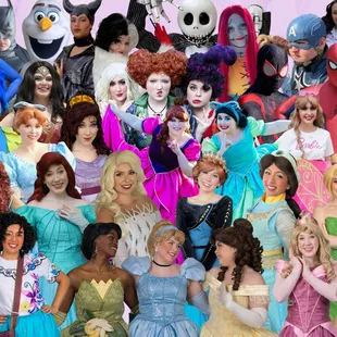 We offer over 100 characters to choose from for your next event!