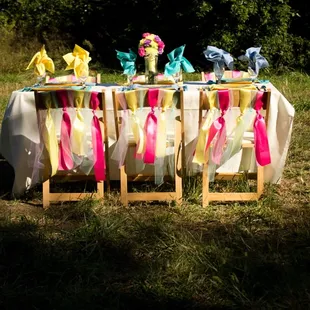 Nothing but Whimsy for the colorful.  Many shades convey fun with light fabrics to catch the breeze.