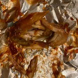a piece of chicken on foil