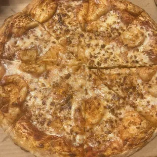 This is what was supposed to extra cheese, pepperoni and sausage on half