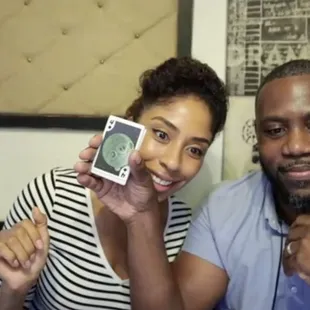 He guessed our card correctly!