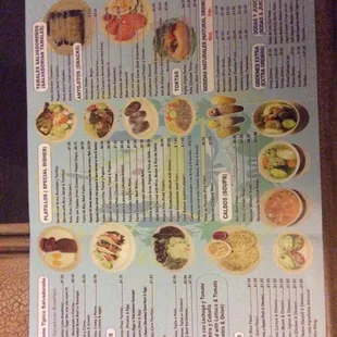 Menu. Sorry for poor quality pic.