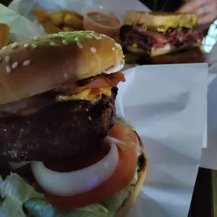 Old fashioned Cheeseburger with bacon.