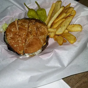 Not the best pic but by far the best burger. This does it no justice. Sorry.