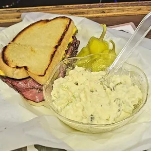 My pastrami sandwich and potato salad was just like what I'm use to getting back east. Very good