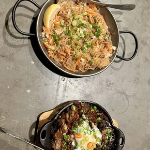 pancit bihon and sisig