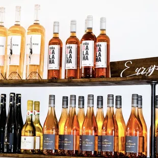 bottles of wine on shelves