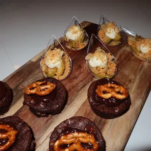 pretzels and pretzels on a wooden board