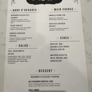 Our menu