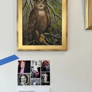 Owl paintings from grandmother inspired the theme
