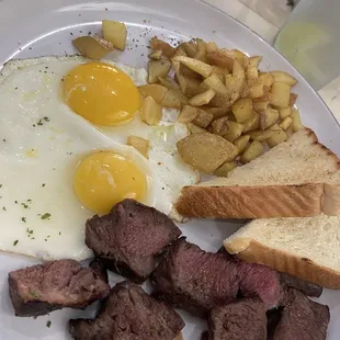 Steak and Eggs (normally there&apos;s avocado, I opted out)