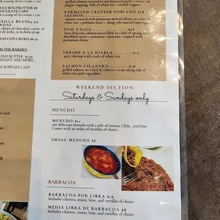 the menu