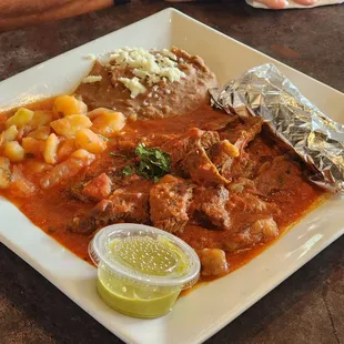 a plate of mexican food