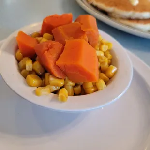 Carrots and sweet corn veggies..