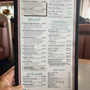 Breakfast menu