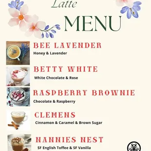 the menu for the menu