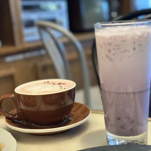Rose tea latte and purple potato