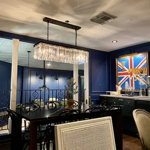 Upstairs, the biggest table in the place.